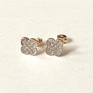14k Real Gold 7 mm Clover Stud Earrings (7 x 7 mm) | Real Gold Earrings |